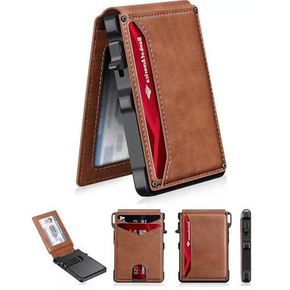 Leather RFID Wallet with Money Clip & ID Card Holder