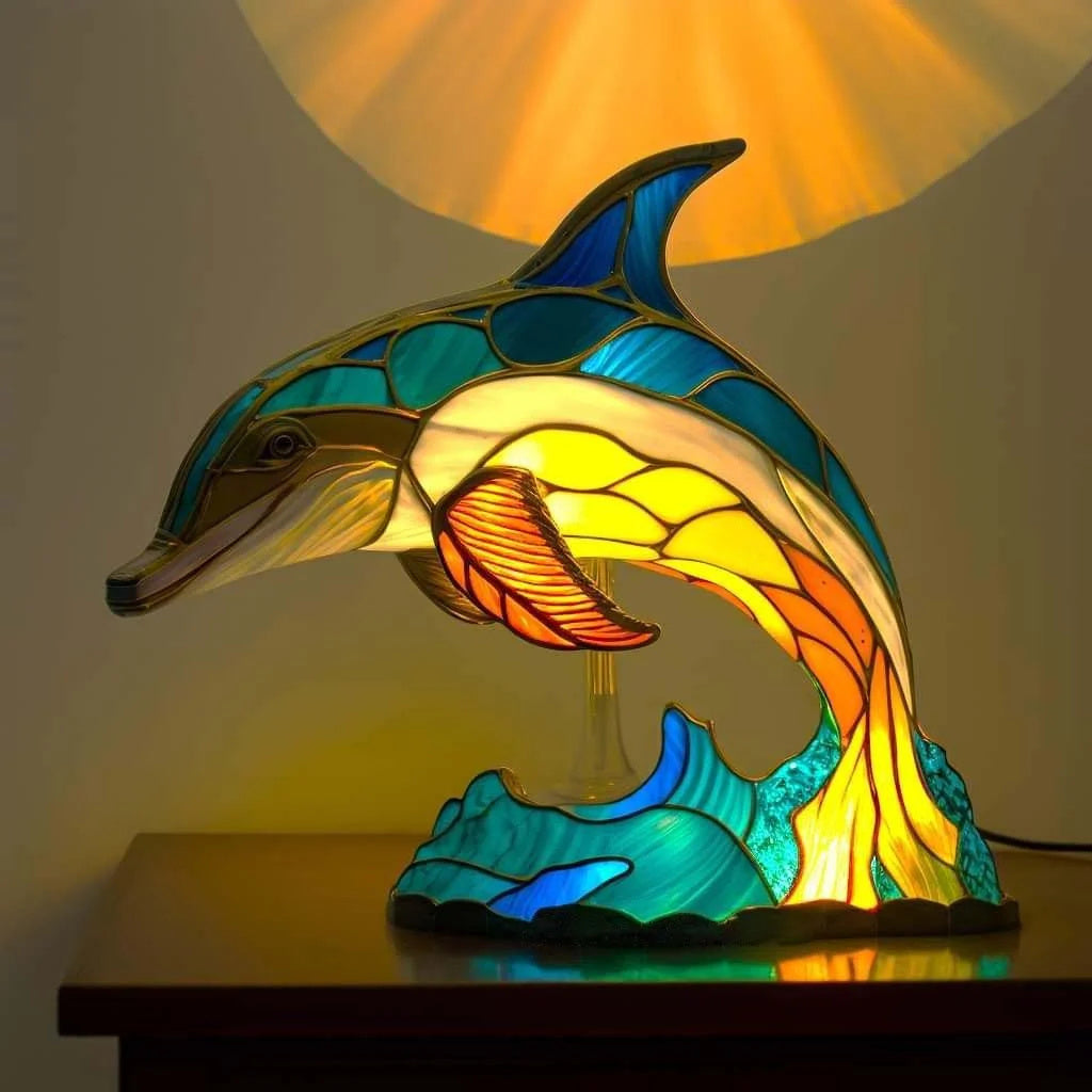 Vibrant Artisan Glass Wildlife Table Light