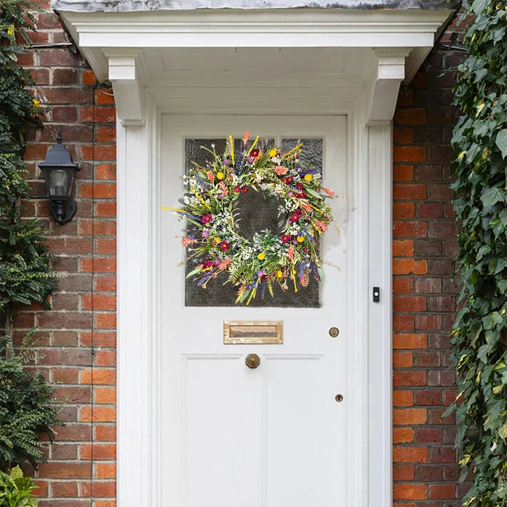 Colorful Floral Door Wreath Spring Home Decor - QerLight