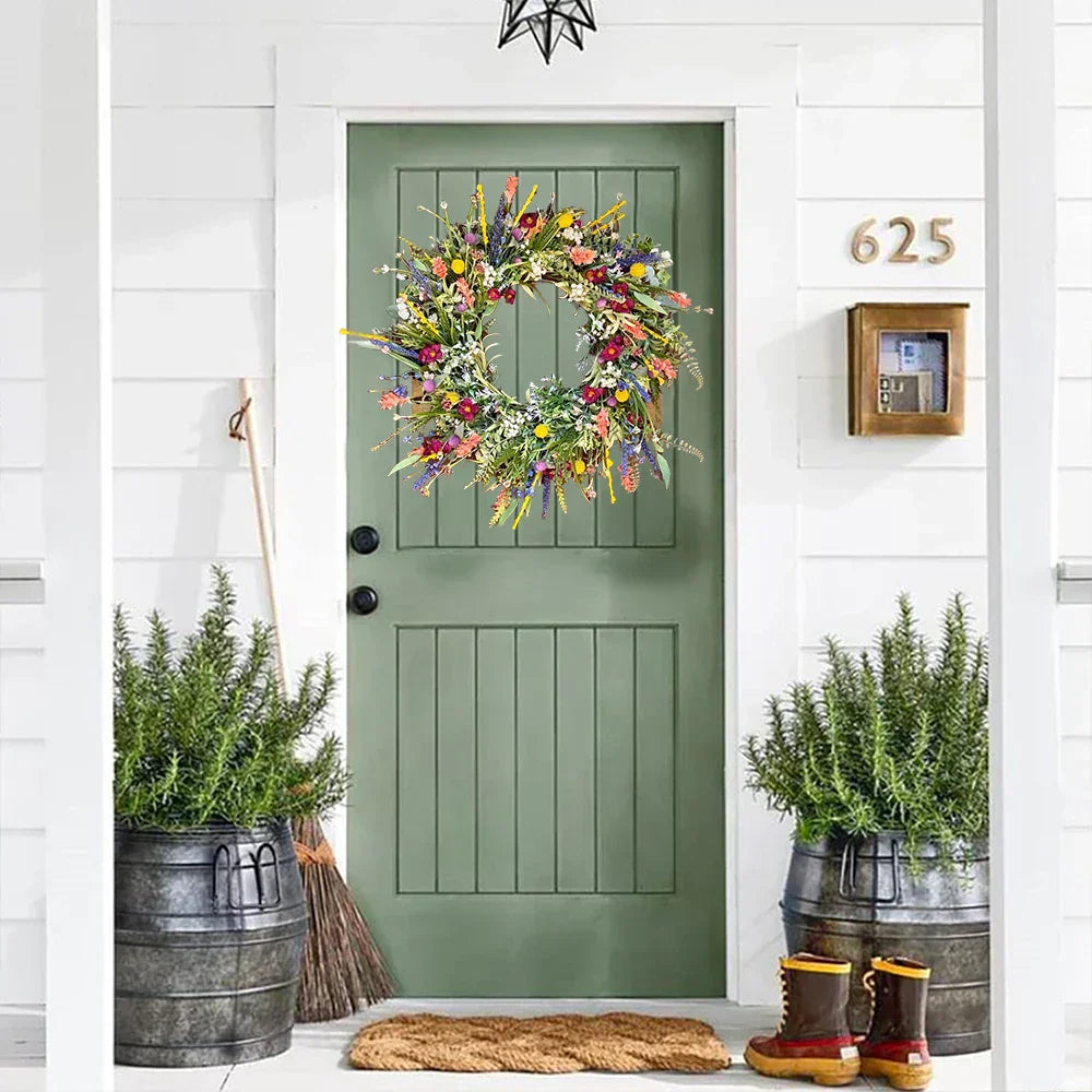 Vibrant Blossom Door Wreath Seasonal Home Accent