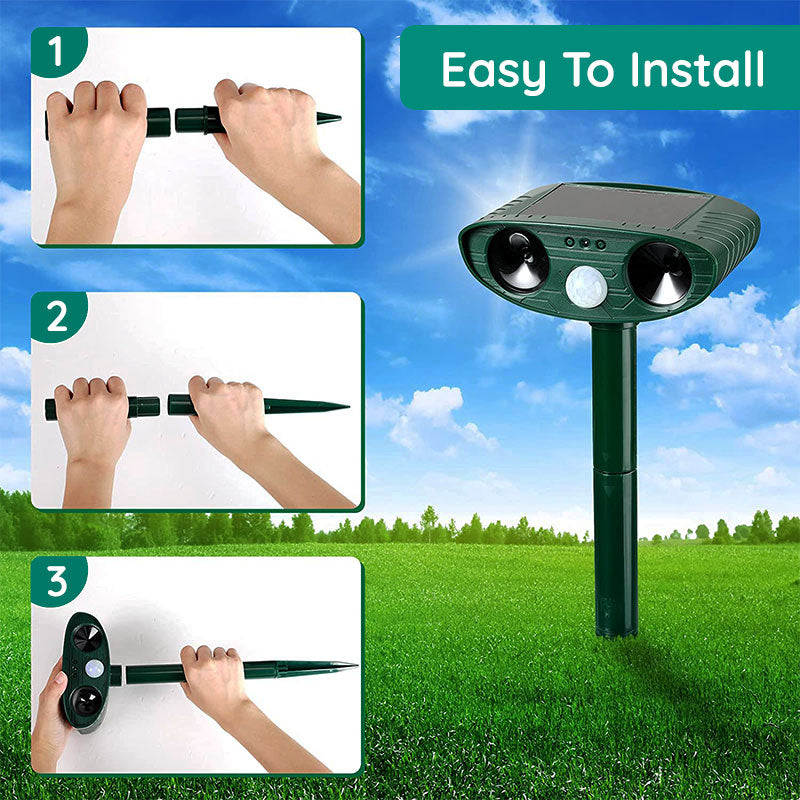 Weatherproof Solar Powered Animal Deterrent Ultrasonic Repeller