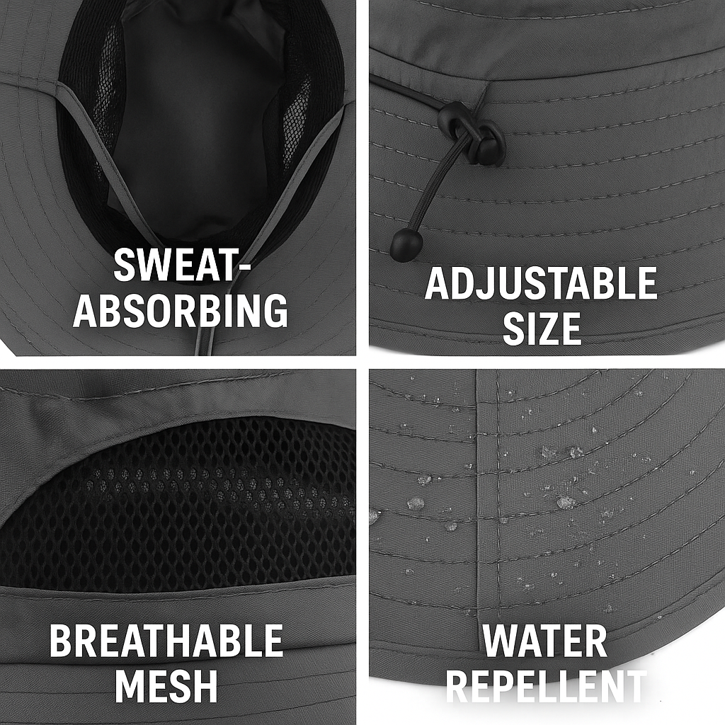 Breathable Sports Hat with Extra Wide Brim and Cooling Fans
