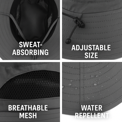 Breathable Sports Hat with Extra Wide Brim and Cooling Fans