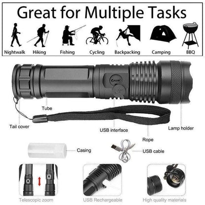 Intense Focus Rechargeable LED Torch Super Bright Beam