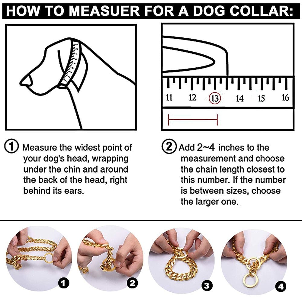 Rugged Stainless Steel Dog Collar Heavy Duty Chain