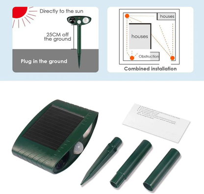 Weatherproof Solar Powered Animal Deterrent Ultrasonic Repeller