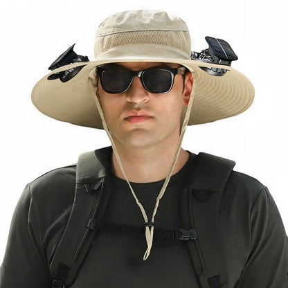 Breathable Sports Hat with Extra Wide Brim and Cooling Fans