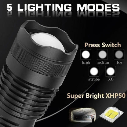 Compact Rechargeable Zoom LED Flashlight