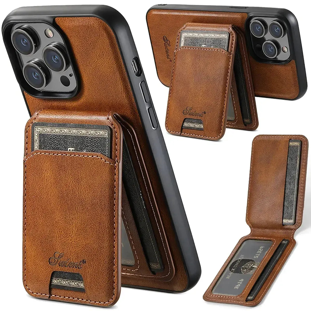 Vintage Leather Wallet Phone Case with Card Holder