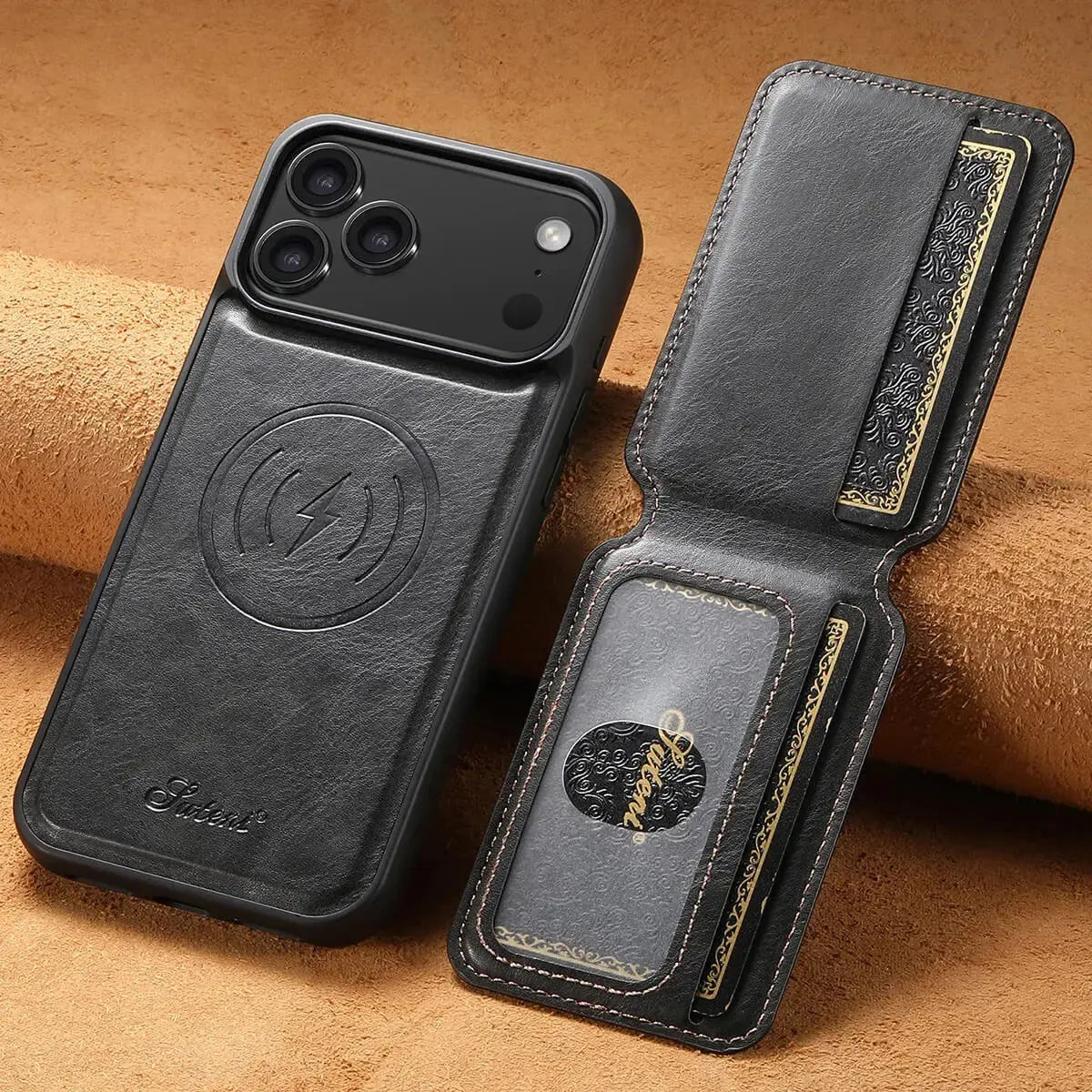 Vintage Leather Wallet Phone Case with Card Holder