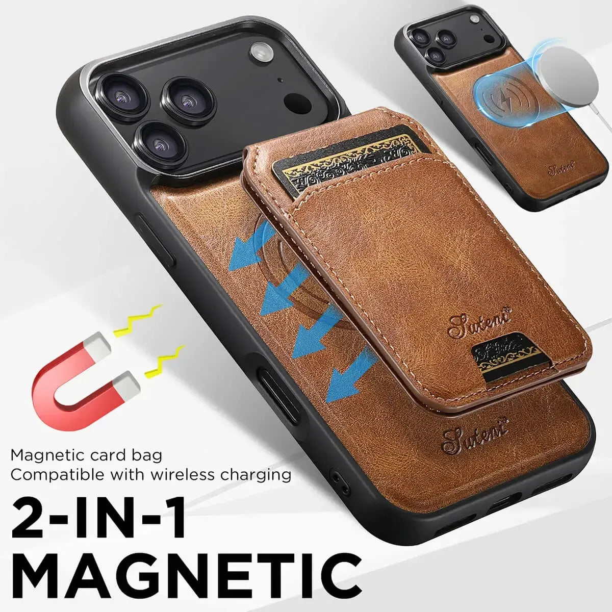 Vintage Leather Wallet Phone Case with Card Holder
