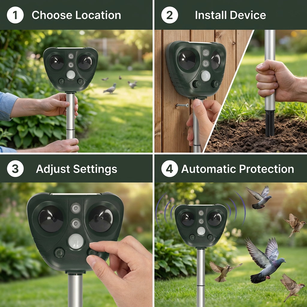Weatherproof Bird Deterrent System for Garden Defense
