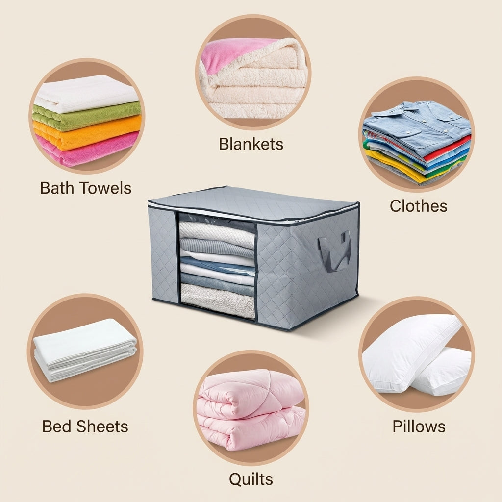 Foldable Storage Containers with Transparent Top and Grip Handles