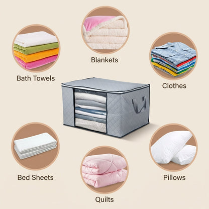 Foldable Storage Containers with Transparent Top and Grip Handles