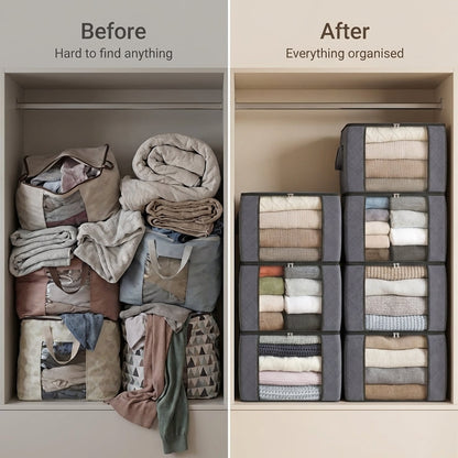 Foldable Storage Containers with Transparent Top and Grip Handles