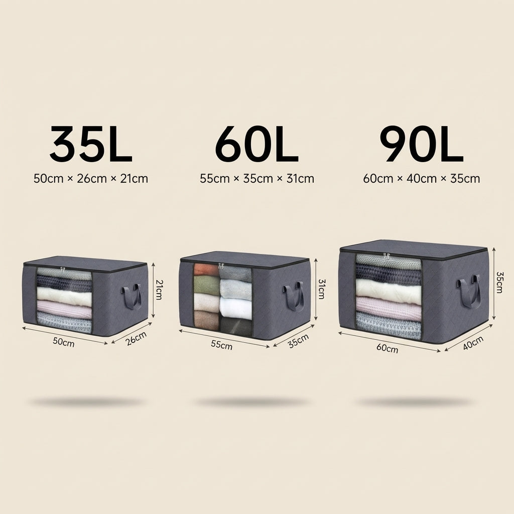 Foldable Storage Containers with Transparent Top and Grip Handles