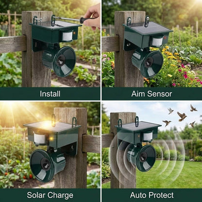 Solar Powered Outdoor Bird Repellent Scarer Device
