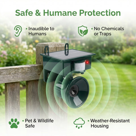 Solar Powered Outdoor Bird Repellent Scarer Device