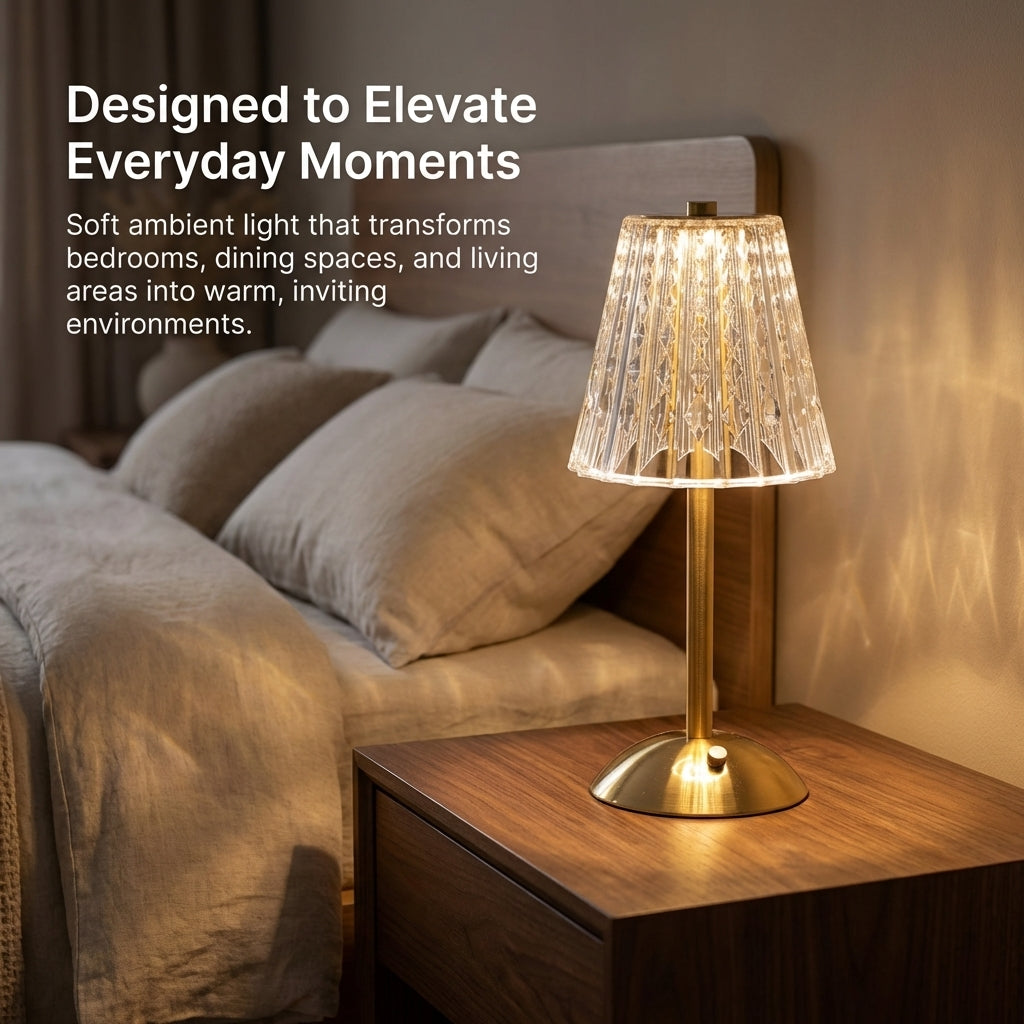 Elegant Crystal Glass Desk Lamp with Shimmering Shade