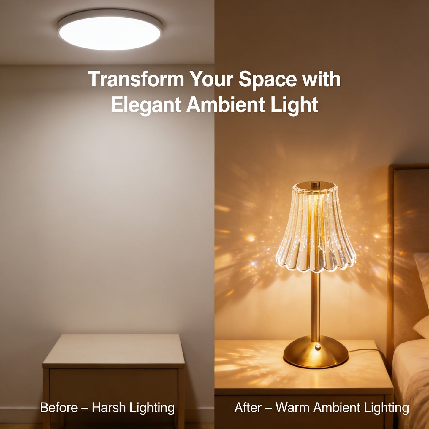 Elegant Crystal Glass Desk Lamp with Shimmering Shade