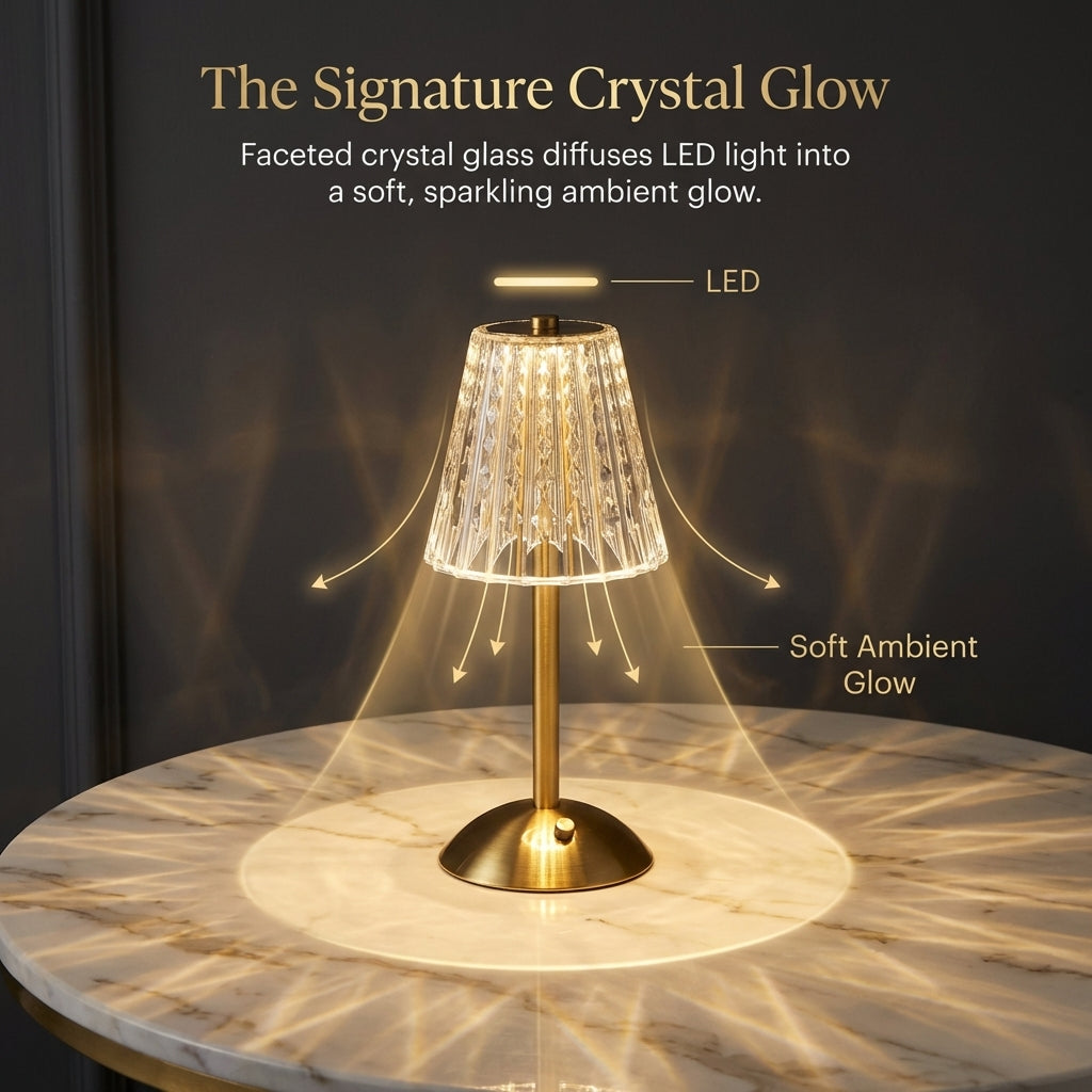Elegant Crystal Glass Desk Lamp with Shimmering Shade