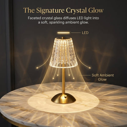Elegant Crystal Glass Desk Lamp with Shimmering Shade
