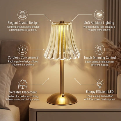 Elegant Crystal Glass Desk Lamp with Shimmering Shade