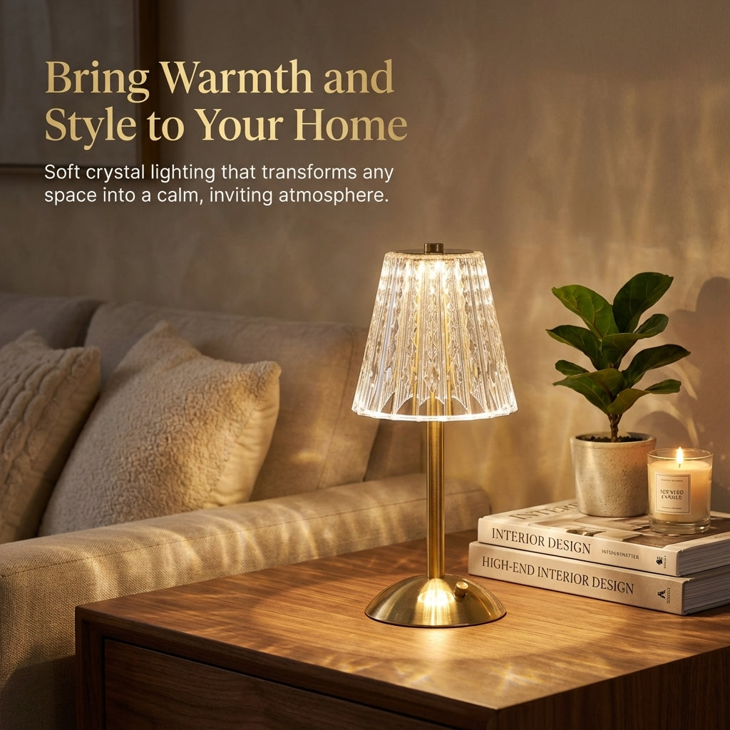 Elegant Crystal Glass Desk Lamp with Shimmering Shade