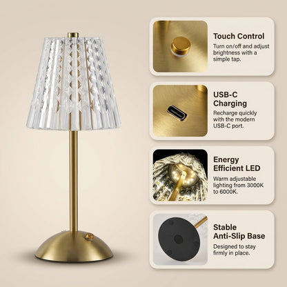 Elegant Crystal Glass Desk Lamp with Shimmering Shade