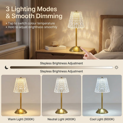 Elegant Crystal Glass Desk Lamp with Shimmering Shade