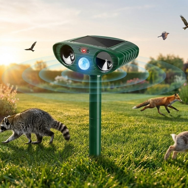 Weatherproof Solar Powered Animal Deterrent Ultrasonic Repeller