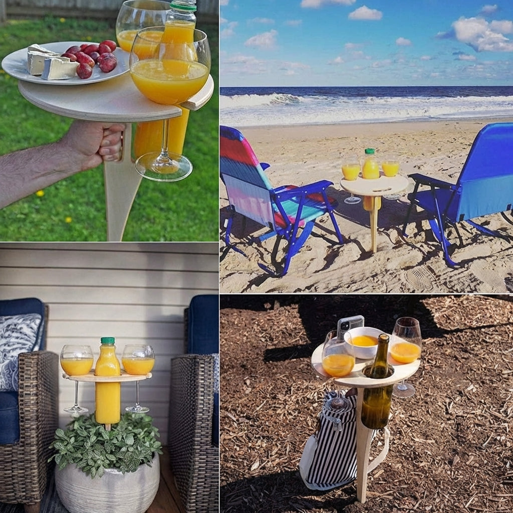Portable Folding Patio Drink Table Compact Holder