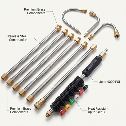 Heavy Duty Extended Pressure Washer Cleaning Kit