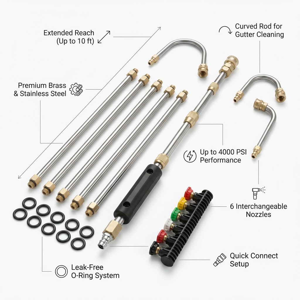 Heavy Duty Extended Pressure Washer Cleaning Kit
