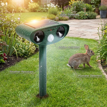 Weatherproof Solar Powered Animal Deterrent Ultrasonic Repeller