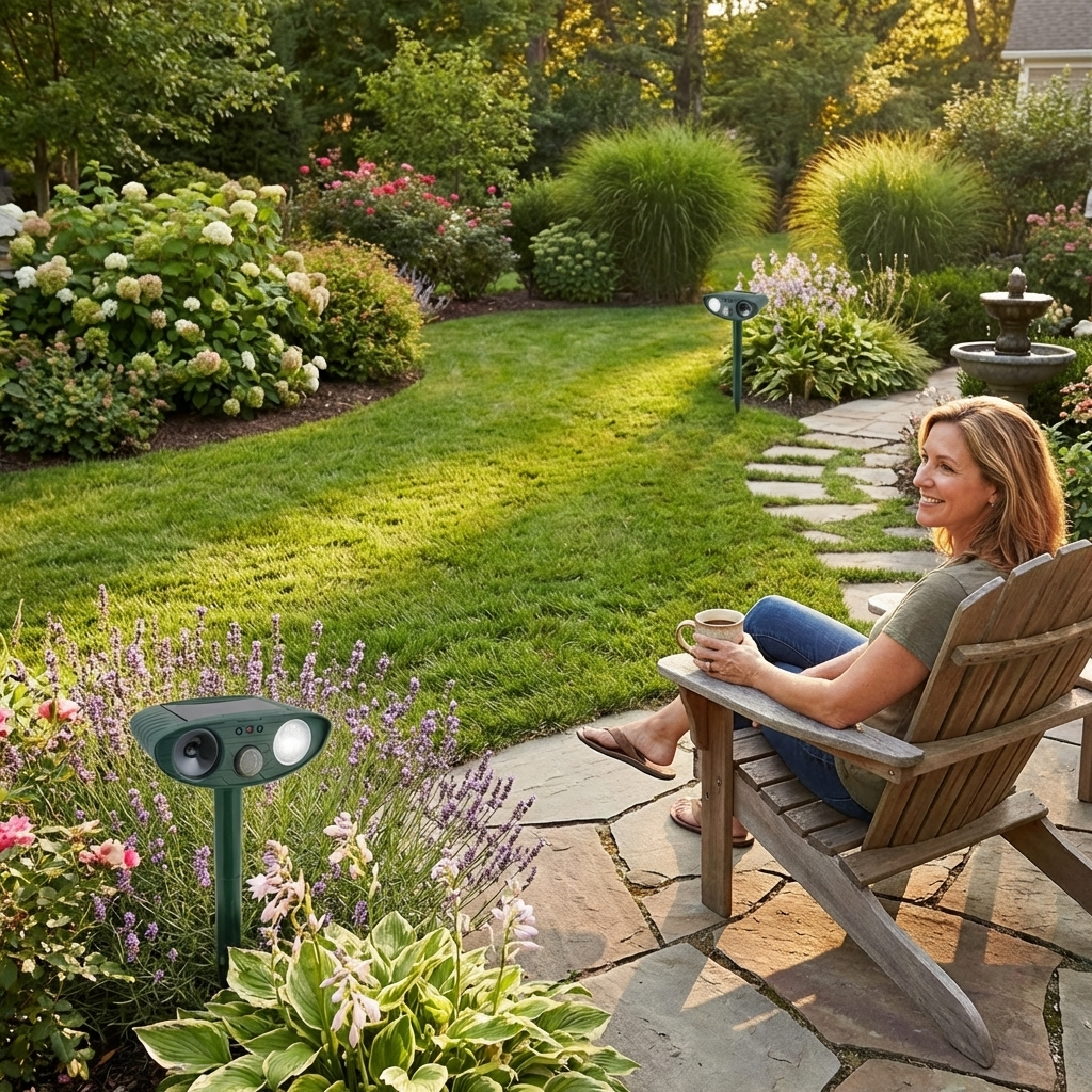 Weatherproof Solar Powered Animal Deterrent Ultrasonic Repeller