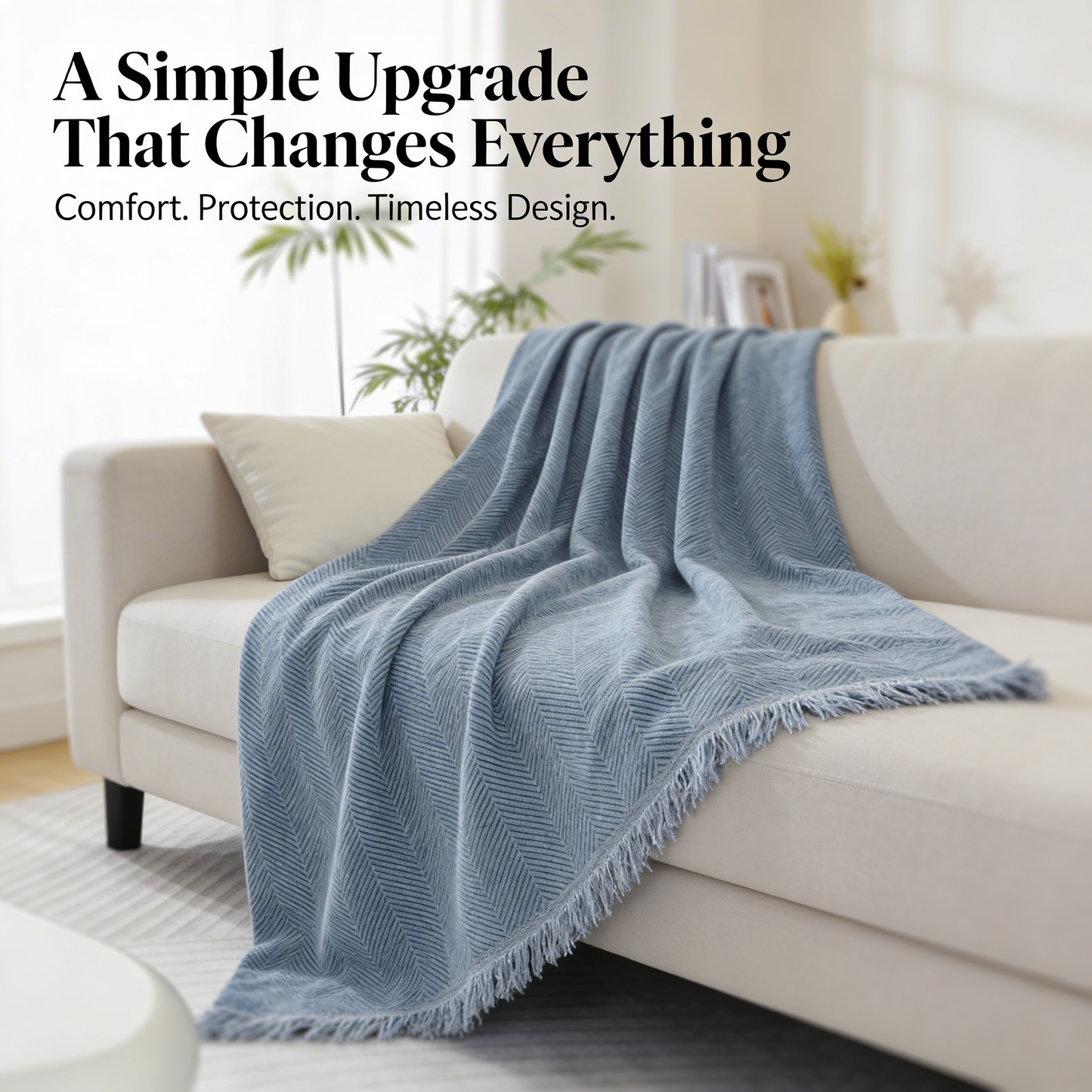 Cozy Chevron Throw Blanket with Gentle Trim