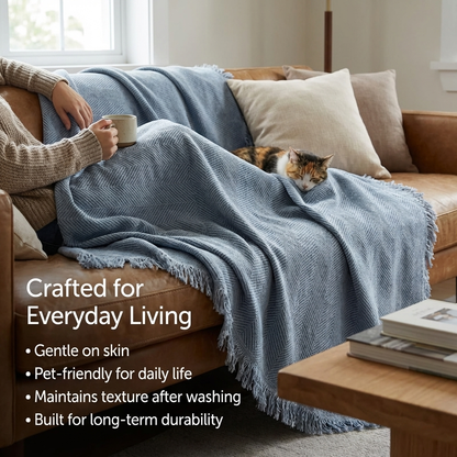 Cozy Chevron Throw Blanket with Gentle Trim
