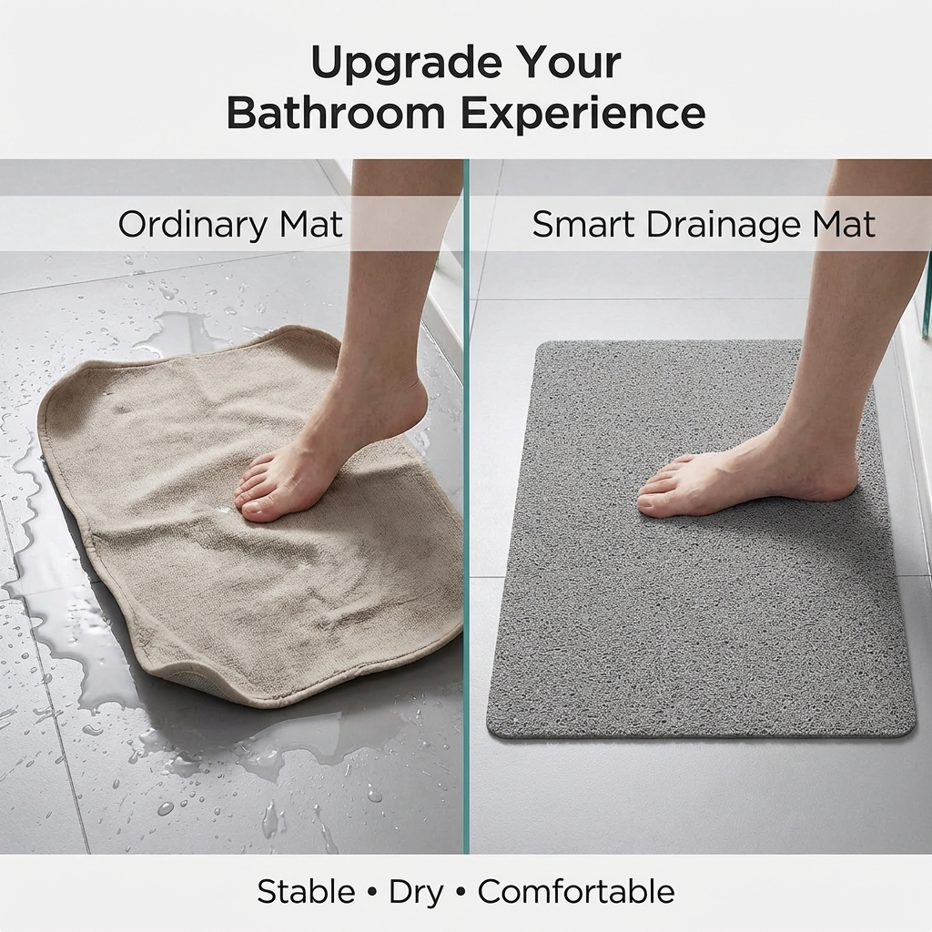 Gentle Touch Bath Mat with Quick Drain and Slip Resistant Backing