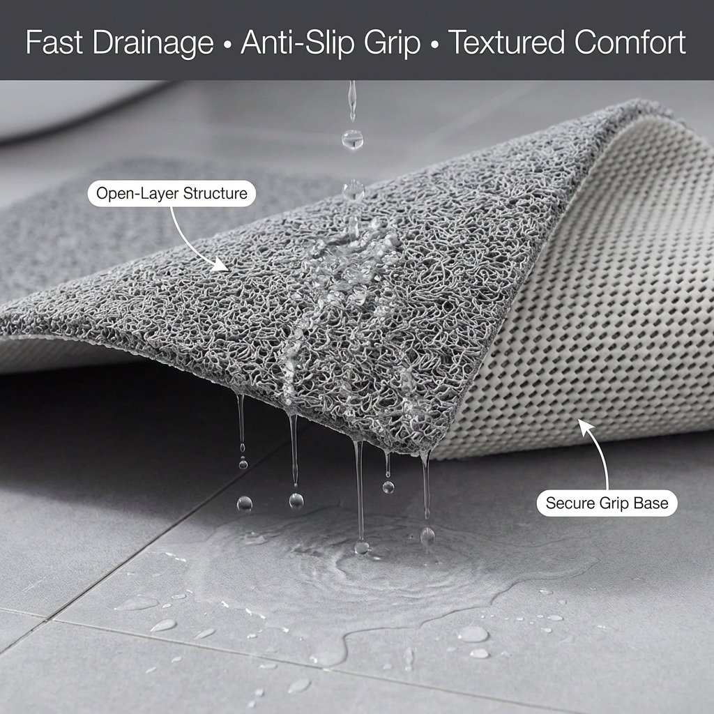 Gentle Touch Bath Mat with Quick Drain and Slip Resistant Backing