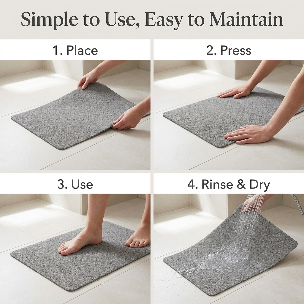 Gentle Touch Bath Mat with Quick Drain and Slip Resistant Backing