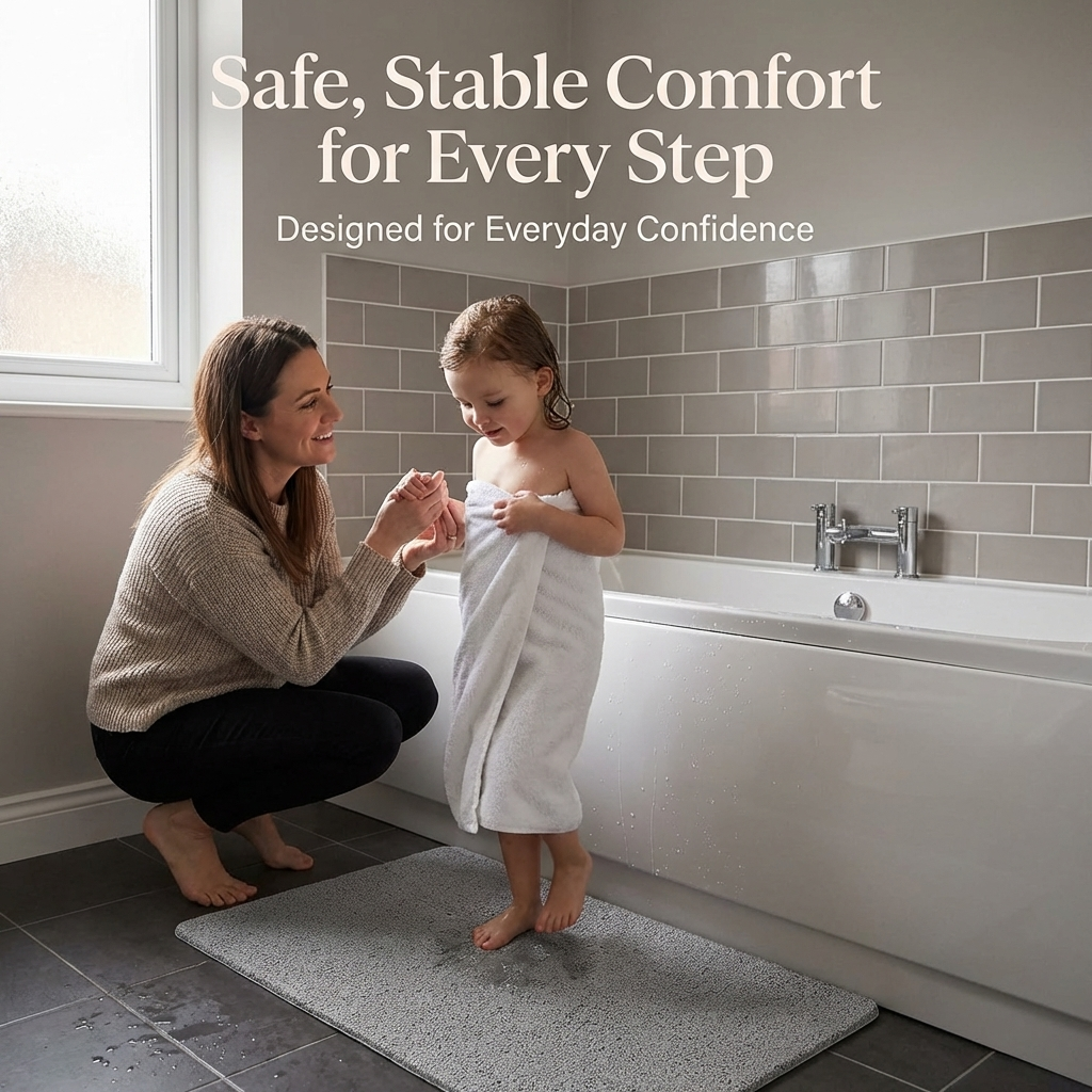 Gentle Touch Bath Mat with Quick Drain and Slip Resistant Backing