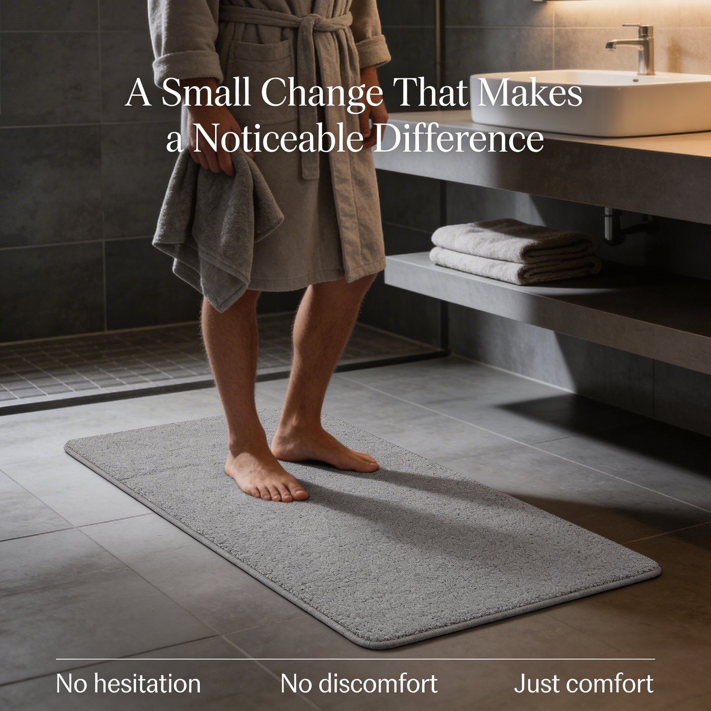 Gentle Touch Bath Mat with Quick Drain and Slip Resistant Backing