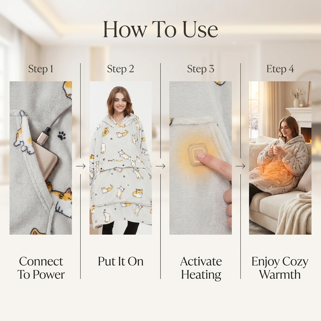 Wearable Heated Blanket Hoodie