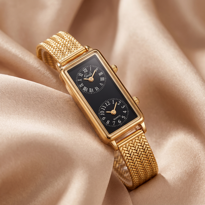 Elegant Gold Rectangle Quartz Watch