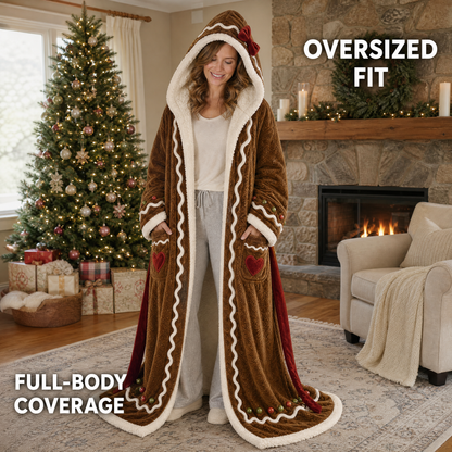 Heated Gingerbread Hooded Blanket