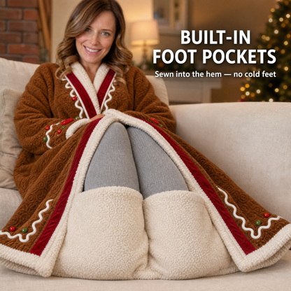 Heated Gingerbread Hooded Blanket