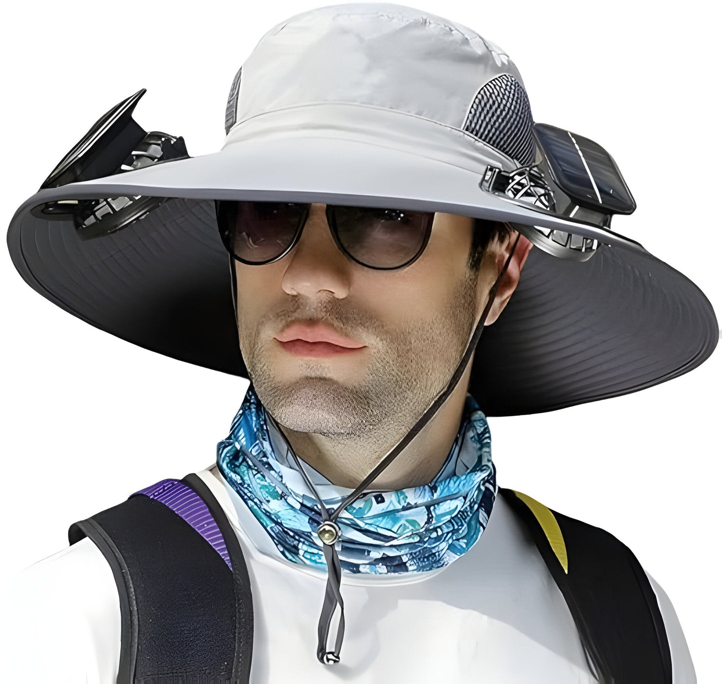 Breathable Sports Hat with Extra Wide Brim and Cooling Fans