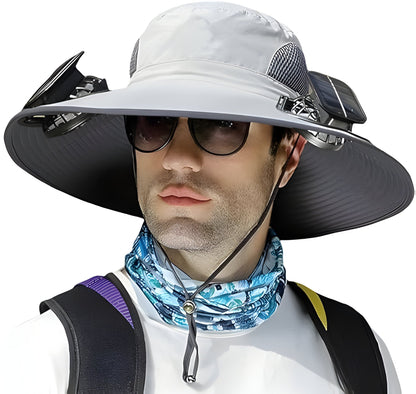 Breathable Sports Hat with Extra Wide Brim and Cooling Fans