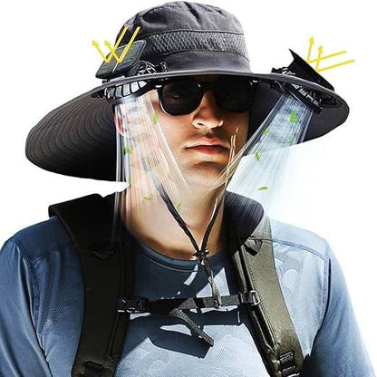 Breathable Sports Hat with Extra Wide Brim and Cooling Fans